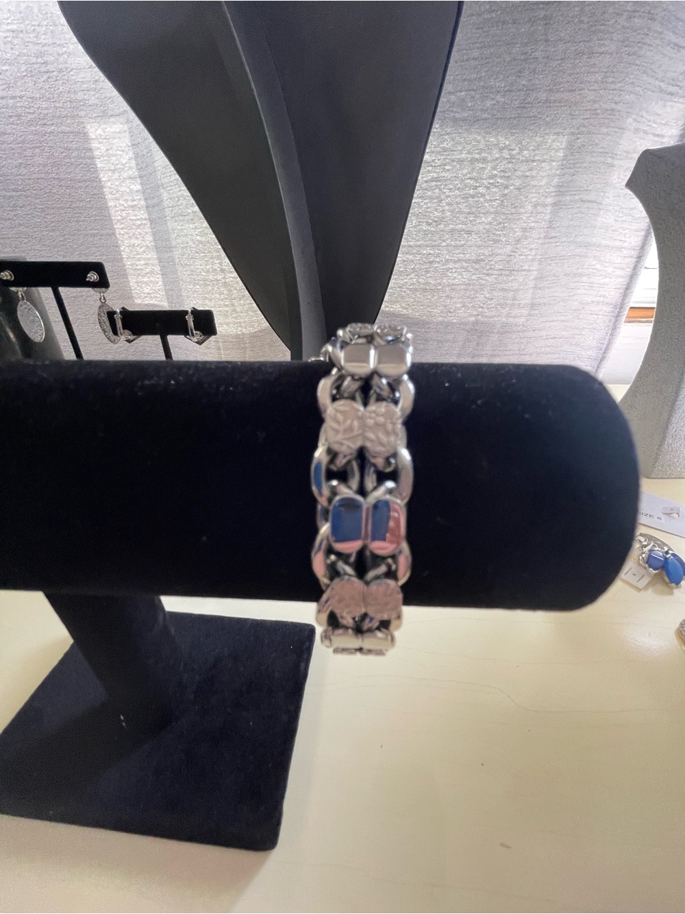 Silver Tone Floral Link Bracelet - Women Jewelry Sterling Silver